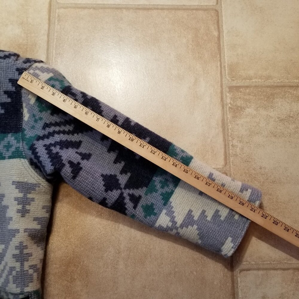 ✅VTG Woolrich Chore Jacket Women's LARGE Blue/Grey Aztec Southwest Wool✅STAINING - Picture 15 of 16